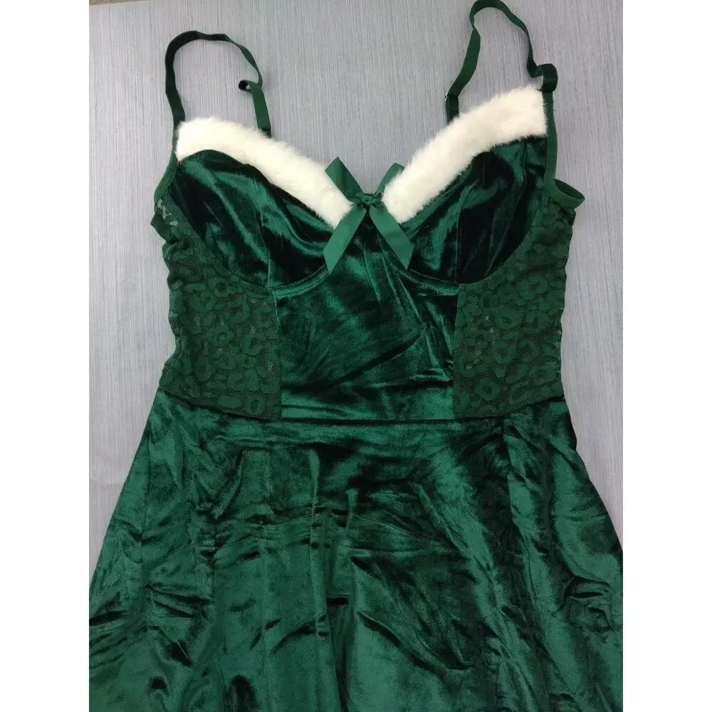 Babydoll Lingerie For Women Corset Velvet Christmas V Neck Size M